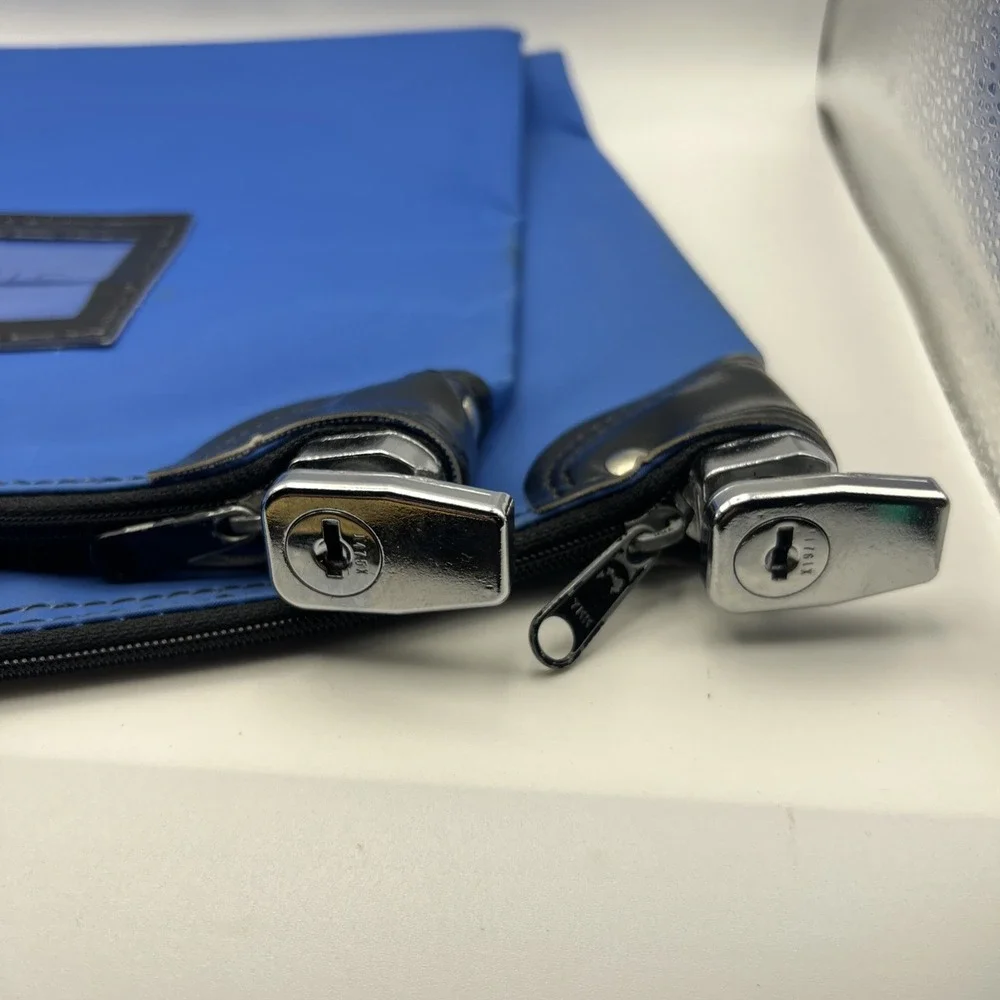 2X MMF Industries 7-Pin Locking Deposit Bag Security Money Pouch Navy Blue Keyed